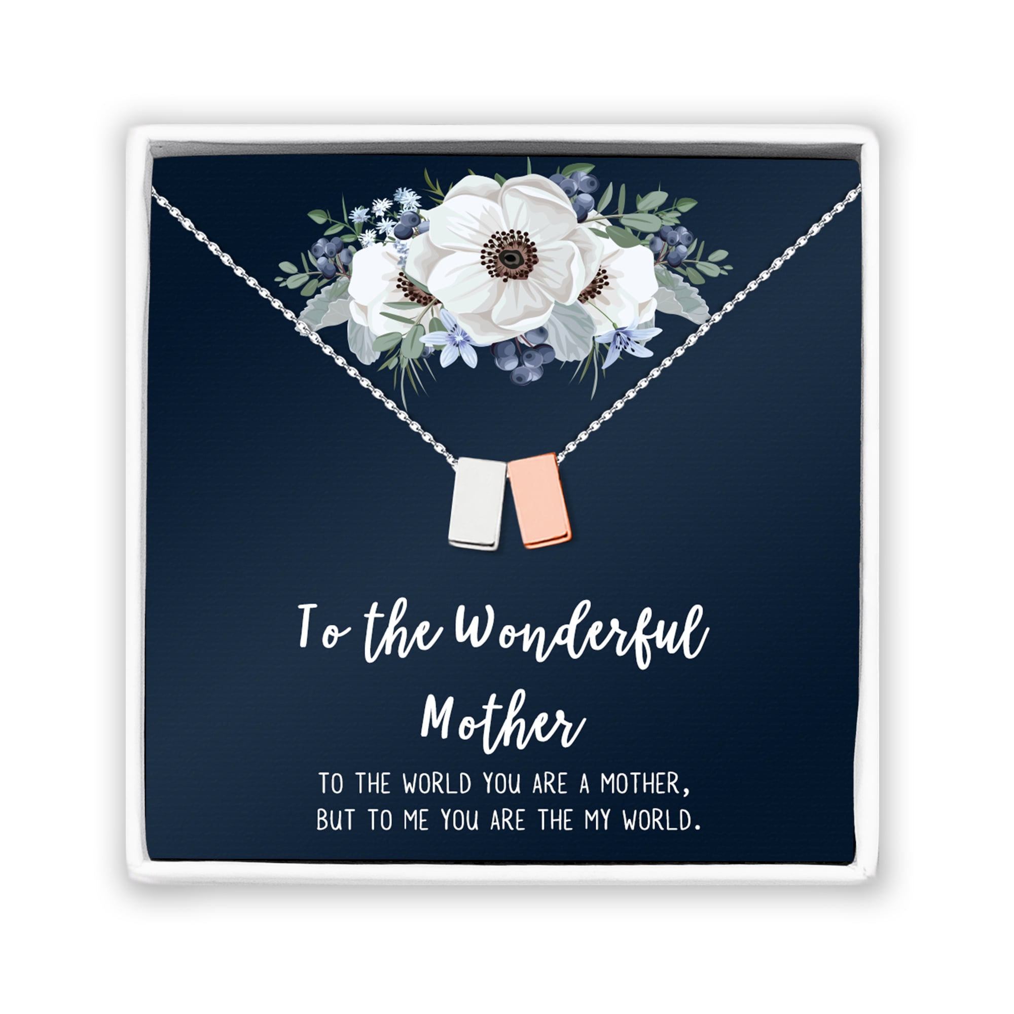 To The Wonderful Mother Mother's Day Gift, Mother's Day Gift for Her, Mother's Day Gift for Her, Gift for Mom,Jewelry Gift for Mom, Necklace Gift for Mom [Silver-Rose Gold, No-Personalized Card]