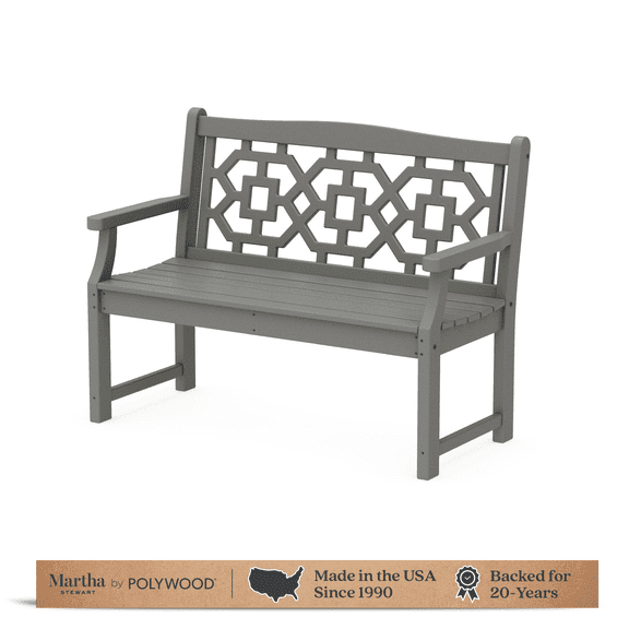 Martha Stewart by POLYWOOD Chinoiserie 48” Garden Bench in Slate Grey
