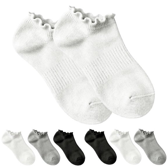 No Show Socks Womens Low Cut Non Slip Cute Ruffle Ankle Socks,White