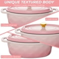 thumbnail image 6 of Ktaxon 7.5QT Enameled Cast Iron Dutch Oven with Upgraded Textured Handles, Oval Geometric Design, Oven Safe to 500°F, Blush Pink, 6 of 13