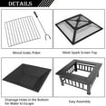 thumbnail image 6 of 32" Metal Fire Pit Outdoor Backyard Patio Garden Square Stove Brazier with Charcoal Rack, Poker & Mesh Cover 32" L x 32" W x 17" H, 6 of 12
