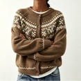 thumbnail image 3 of Fair Isle Cardigan for Women, Jacquard Knit Button Down Crewneck Long Sleeve, Fall Vintage Casual Soft Sweater S-3XL, 3 of 5