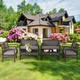 thumbnail image 4 of Patiojoy 4 PCS Rattan Wicker Furniture Set Loveseat Sofa Cushioned Patio Outdoor Brown, 4 of 8