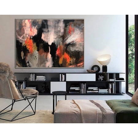 36x48" Abstract Painting on Canvas Colorful Wall Art Red Artwork