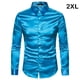 thumbnail image 2 of Minnieouse Camisa satinada lisa para hombre Casual Slim Fit - Grande y de secado rápido para cualquier ocasión Camisa para hombre Formal de Camisetas azul 2XL, 2 of 6