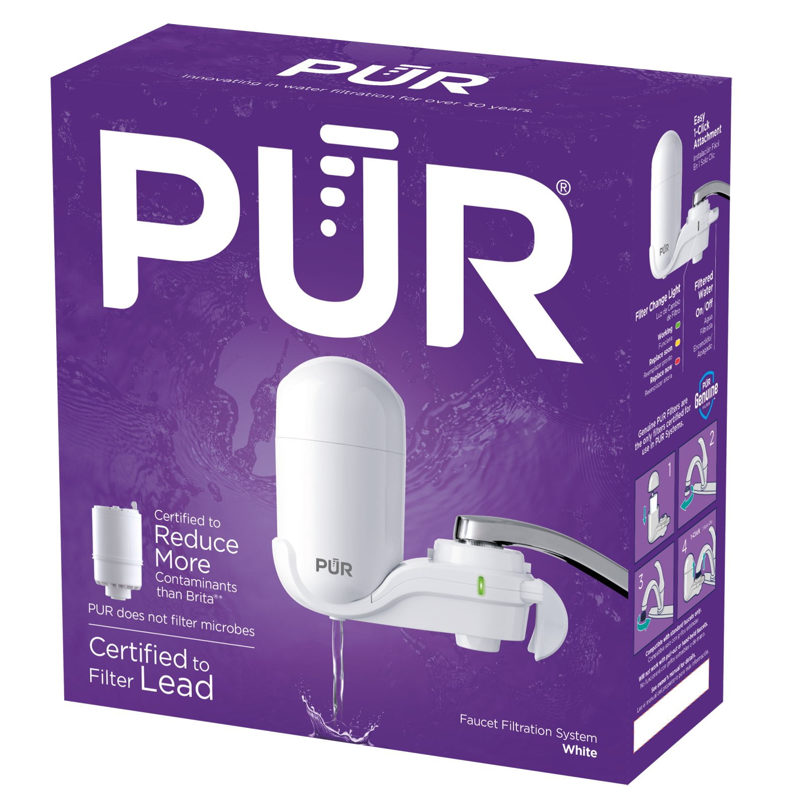 PUR Faucet Mount Water Filtration System, Vertical, White, FM3333B