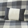 thumbnail image 6 of Madison Park Buffalo Plaid Full/Queen 6-Piece Herringbone Quilt Set with Decorative Pillows Gray Adult, 6 of 8