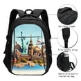 thumbnail image 3 of Balery Iconic Global Landmarks Mochila con carga USB para hombre y mujer - Mochila impermeable y antirrobo para laptop con puerto USB para viajes, trabajo, 3 of 7