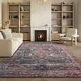 thumbnail image 5 of SAFAVIEH Tucson Kayleah Traditional Machine Washable Area Rug, 6' x 6' Square, Dark Green/Rust, 5 of 14