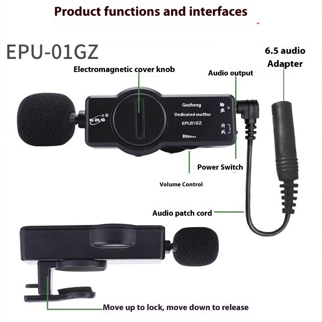Guzheng Special Pickup Clip on Transducer Stage Sound Amplifier Microphone for Chinese Musical Instrument Part