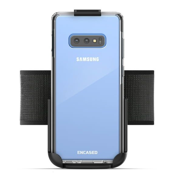 Encased Galaxy S10e Armband for Running, Gym Workouts & Exercise - Fully Adjustable Arm Strap Holder with Clear Phone Case (Samsung S10e) (Sweat and Water Resistant Band)