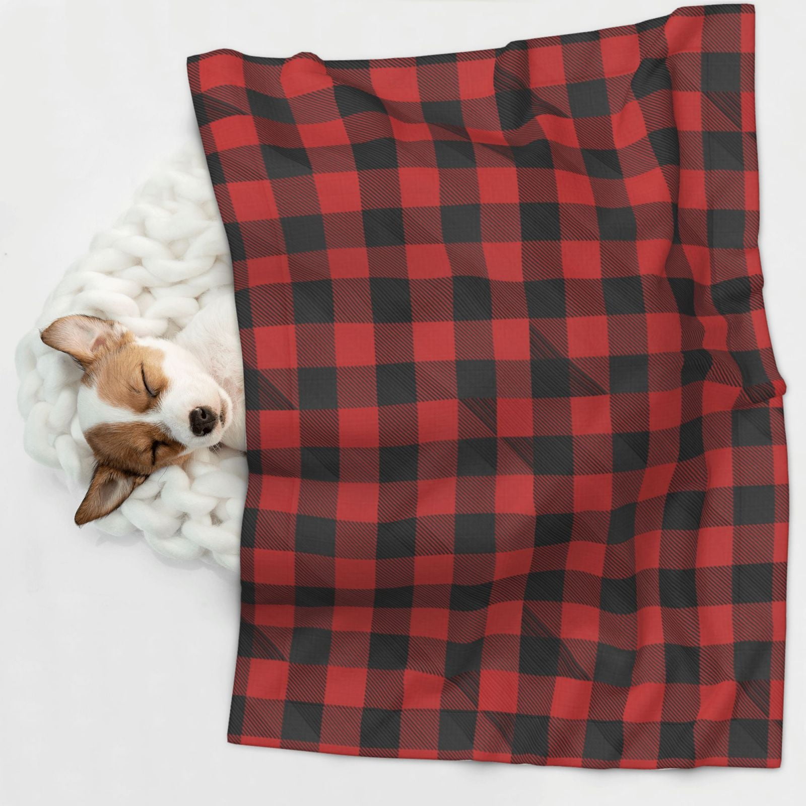 Naloa Red Black Plaid Dog Blanket, 3 Sizes Cat Blanket for Indoor Cats Large Medium Small Dog Gifts-Small