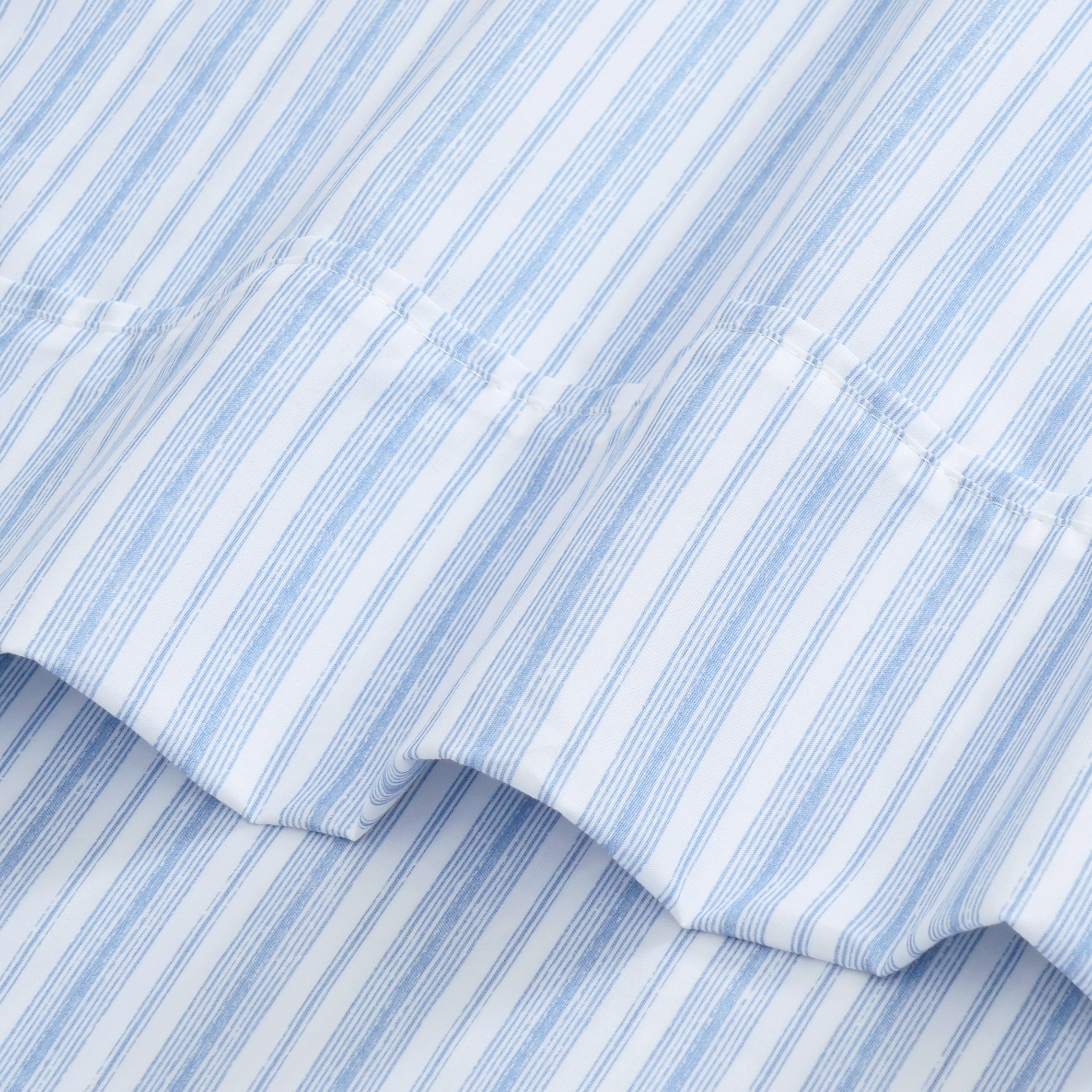 Mainstays Super Soft Brushed Microfiber Bed Sheet Set, Blue Stripe, Full, 4 Piece