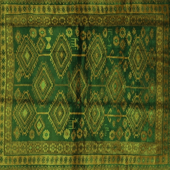 Ahgly Company Indoor Square Persian Green Traditional Area Rugs, 7' Square