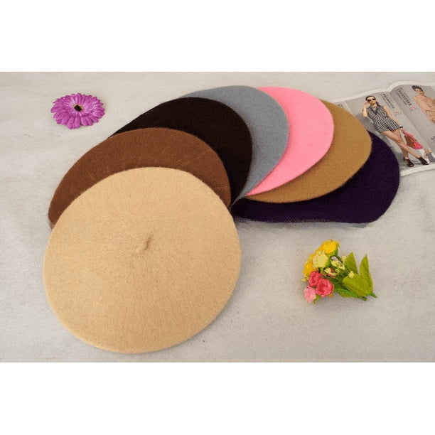 Boina de tela de lana sintética para mujer de otoño e invierno, sombrero de pintor exquisito y sencillo