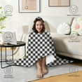 thumbnail image 4 of Wearable Blanket,Black White Small Checkered Pattern Hooded Wearable Flannel Blanket for Adults & Teens,Winter Poncho Shawl Wrap Cape Cozy Anti-Pill,60"x80", 4 of 5