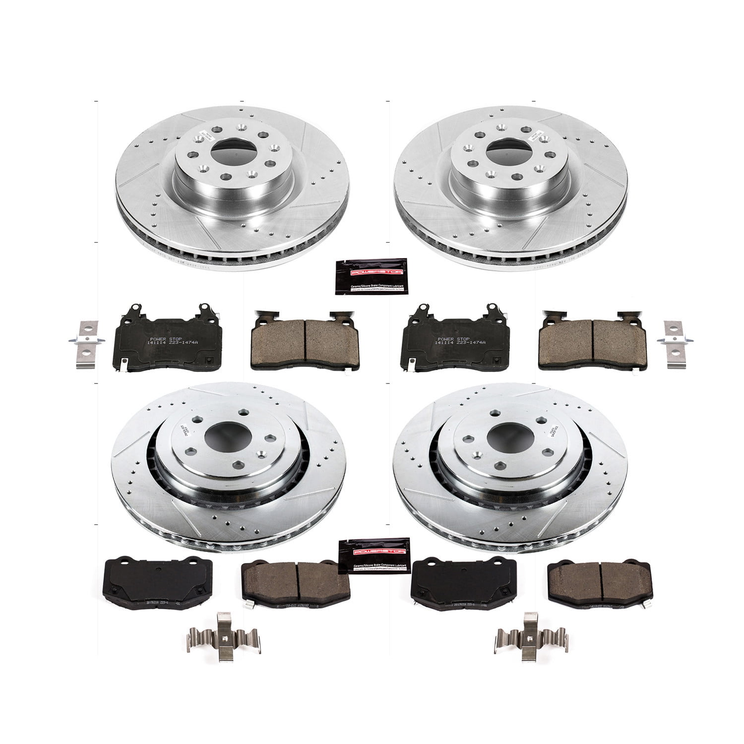 PowerStop Front and Rear Z23 Evolution Sport Carbon-Fiber Ceramic Brake Pad and Drilled & Slotted Rotor Kit Fits: CHEVROLET Select Models K7226