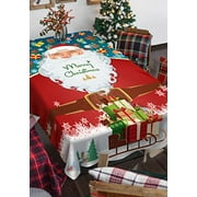 Fuloon Rectangle Table Cloth,Design in 3D Style Father Christmas,Oil-Proof and Waterproof Microfiber Tablecloth,Decorative Fabric Table Cover for Outdoor and Indoor (60x84, Mix Red)