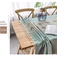 thumbnail image 2 of Firefly Hope Rectangular Cotton Linen Tablecloth with Stitching & Tassels, Wrinkle-Free for Dining, Kitchen & Tabletop Decoration, 55*87in, Blue C, 2 of 4