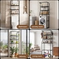 thumbnail image 3 of NUBILY Over The Toilet Storage Cabinet, Metal Bathroom Shelf Organizer with Paper Holder and Hooks, 3 Tier, Black, 3 of 9