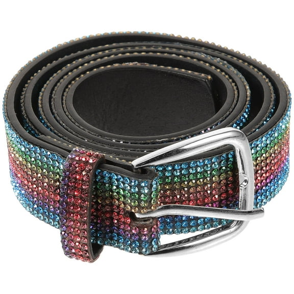 SHINYPASING Women Waist Belt Rainbow Belt Rhinestone Waist Belt for Dresses 1Pack