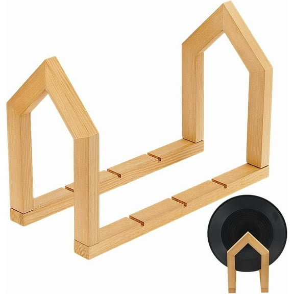 Wooden Record Storage Holder Rack Wood Vinyl Record Holder Vinyl Record Album Display Stand for Music Lover Record Collector Classic LP Display Shelf 12x5.5x8.4 Inch Navajo White