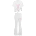 thumbnail image 3 of Tiijoy Girls Outfits Summer Bow Short Sleeve T-Shirt Flared Pants Set, Sizes 7-12, 3 of 3
