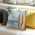 thumbnail image 3 of PRATYUS  Summer Beach Throw Pillow Covers Surfboard Palm Tree Seaside Scenery Decorative Pillows Soft Cushion Cases for Couch Sofa Bed Home Decor 24x24in, 3 of 5