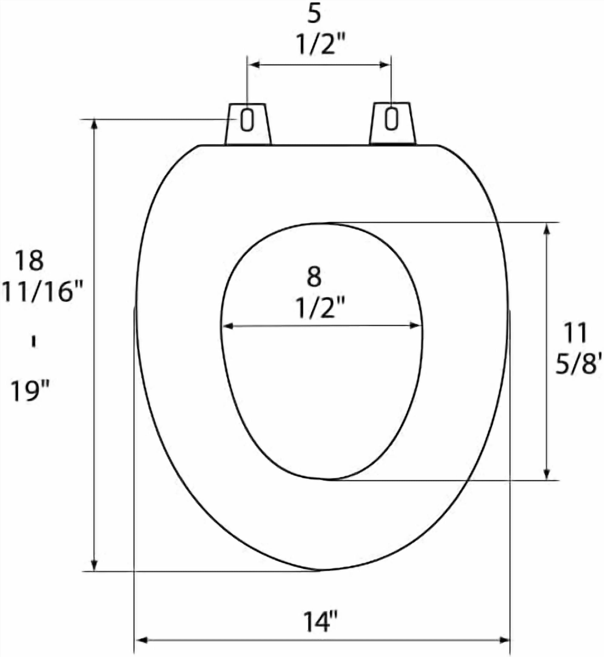 1Q1E7-00CH Premium Molded Wood Toilet Seat with Metal Slow Close Hinge, Elongated, White with Chrome