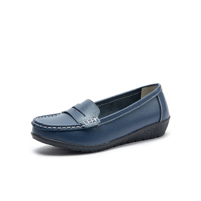Daeful Mocassins pour Femmes à Bout Rond, Chaussures Bateau, Ballerines Basses, Marche, Légères, Confort, à Enfiler, Mocassins Bleu Foncé 7