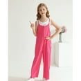 thumbnail image 4 of Usaibhir Girls' Casual Sleeveless Jumpsuits Loose Spaghetti Strap Romper Long Pants Kids V-Neck Overalls with Pockets, 4 of 7