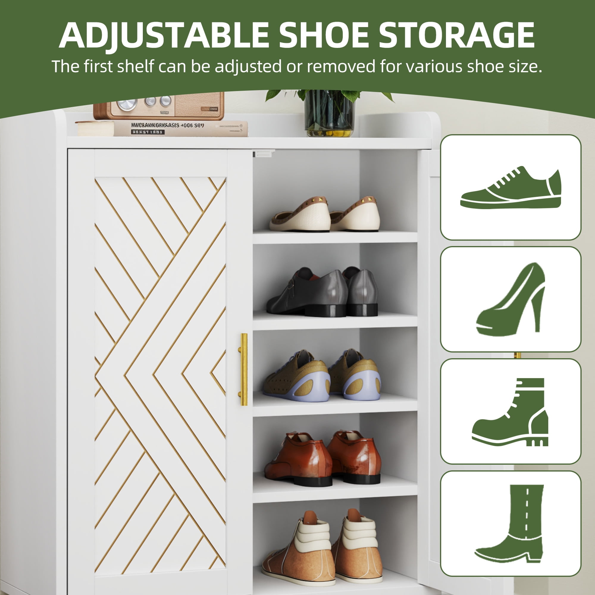 Uforic 5 Tiers Shoe Cabinet for Hallway, Modern Shoe Rack Organizer with Doors for Entryway/Closet