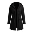 thumbnail image 4 of vdgthytj Rain Jacket Women Long Sleeve Full Zip Waterproof Elastic Waist Hooded Jackets Fall Outdoor Hiking Travel Outerwear with Pockets(XX-Large,Black), 4 of 8