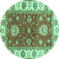 thumbnail image 1 of Ahgly Company Machine Washable Indoor Round Oriental Turquoise Blue Traditional Area Rugs, 8' Round, 1 of 4