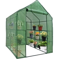 ANHXN Mini Walk-in Greenhouse Outdoor Indoor with Shelves Green Plants House for Seedlings, Herbs, or Flowers in Any Season-Gardening Rack,