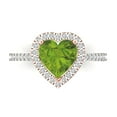 thumbnail image 2 of 2.27ct heart cut green natural peridot 14k white rose gold halo Bridal Wedding Engagement Promise Anniversary Ring for Women size 8.5, 2 of 7