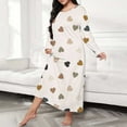 thumbnail image 2 of Lxkfashion Sales Under $10 Beige Womens Nightgown Long Sleeve House Dress Print Dress Sleepdress, 2 of 5