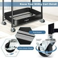 thumbnail image 5 of 3 Tier Folding Metal Utility Rolling Cart with Lockable Wheels Mesh Wire Organizer Trolley Service Craft Cart Mobile Storage Organizer for Kitchen Bathroom Office Coffee Bar, 5 of 6