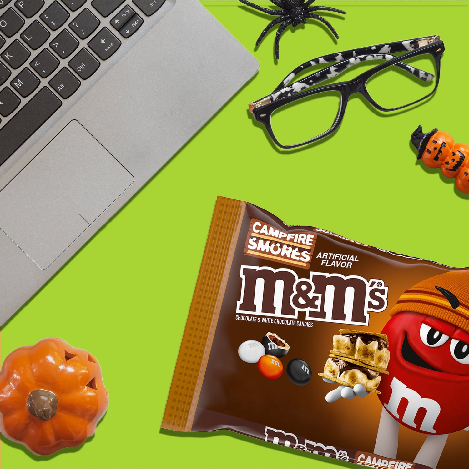 M&M's Campfire Smores White and Milk Chocolate Halloween Candy - 7.44 oz