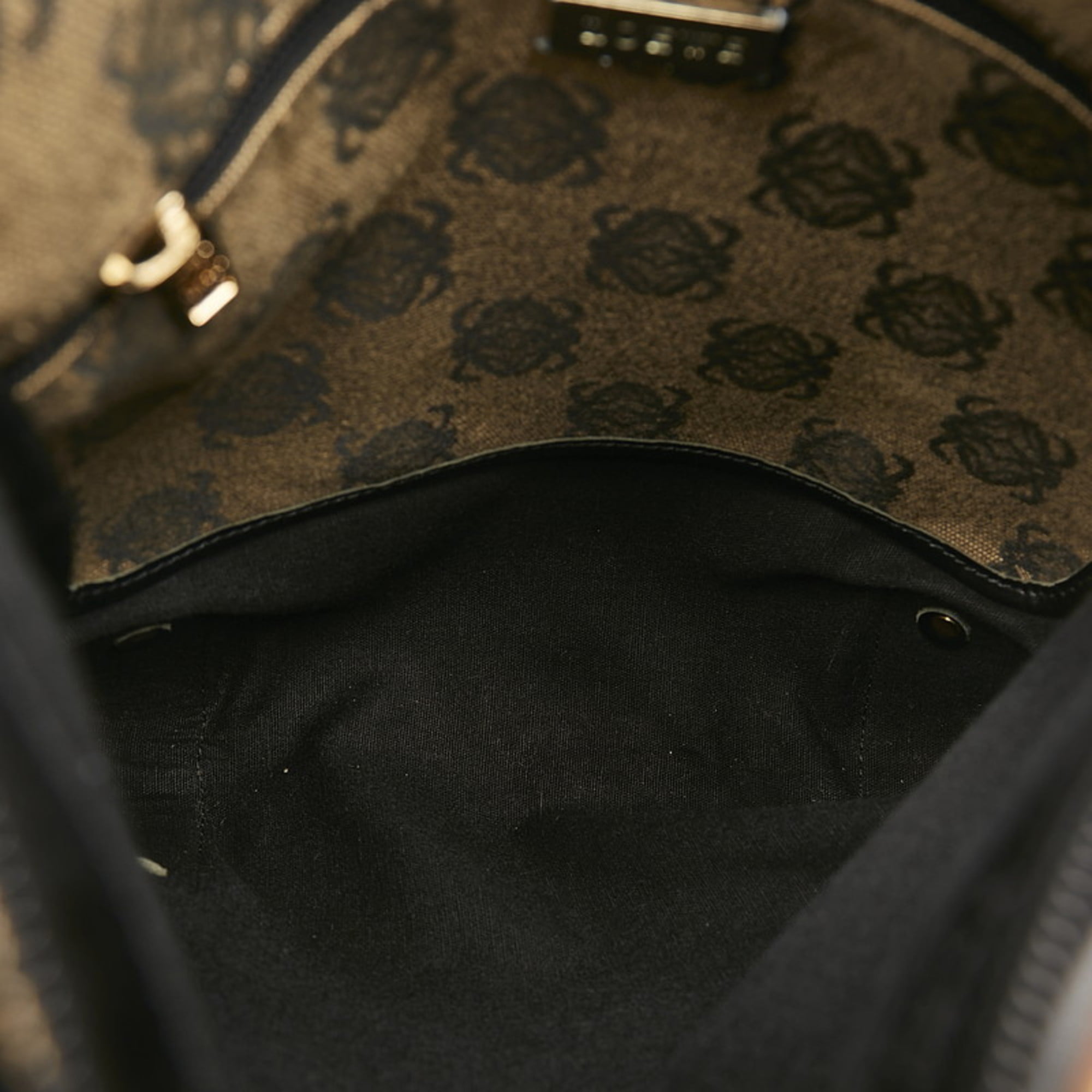 Authenticated used Loewe Anagram Shoulder Bag Black Beige Canvas Leather Ladies Loewe, Adult Unisex, Size: (HxWxD): 30.5cm x 27cm x 2cm / 12'' x 10.62