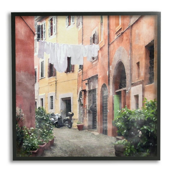 Stupell Industries Italy Street View Travel & Places Painting Black Framed Art Print Wall Art, 12 x 12