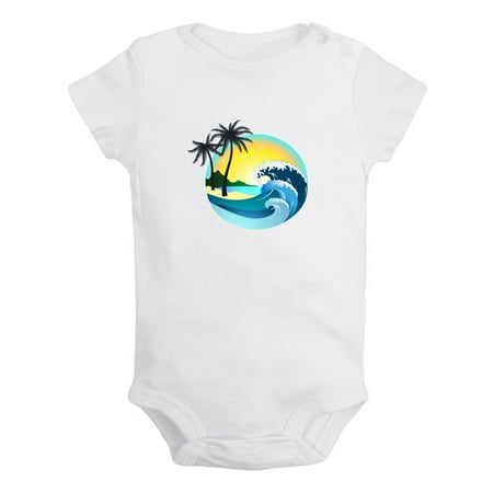 

Nature Beach Pattern Rompers For Babies Newborn Baby Unisex Bodysuits Infant Jumpsuits Toddler 0-24 Months Kids One-Piece Oufits (White 12-18 Months)