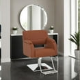 thumbnail image 3 of BarberPub Hydraulic Swivel Styling Salon Chair, PVC Leather, 300lb Capacity, Brown, 3 of 12