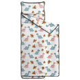 thumbnail image 2 of White Cartoon Dinosaurs Flowers Pattern Teens Toddler Nap Mat with Pillow, Sleeping Mat Bag for Preschool Daycare 60"x20", 2 of 6