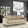thumbnail image 2 of LeisureMod Lincoln 83" Modern Velvet Upholstered Sofa Couch, Luxury Comfortable 3-Seat Sofa with Gold Metal Steel Frame, Seating Set for Indoor Living Room, Lounge & Office, Beige, 2 of 7