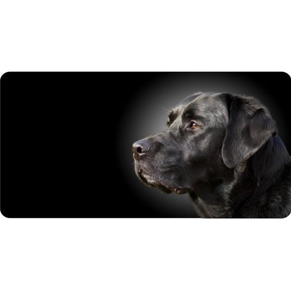 Black Labrador Offset Photo License Plate