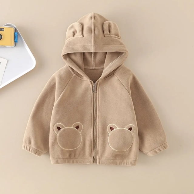 Cowsor Baby Kids Sherpa Jacket with Zipper, Cotton-Lined Fuzzy Outerwear Coat for Infant Toddler