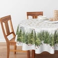 thumbnail image 3 of Horaldaily Christmas Tablecloth 60×60 Inch Round, Golden Snow Trees Washable Table Cover for Party Picnic Dinner Decor, 3 of 5