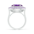 thumbnail image 2 of ANGARA Natural Sideways Oval 4.3 ct Amethyst Double Halo Cocktail Ring in 14K White Gold for Women (Size-12x10mm) | February Birthstone, Anniversary, Jewelry Gift for Women | Natural Amethyst Ring, 2 of 8