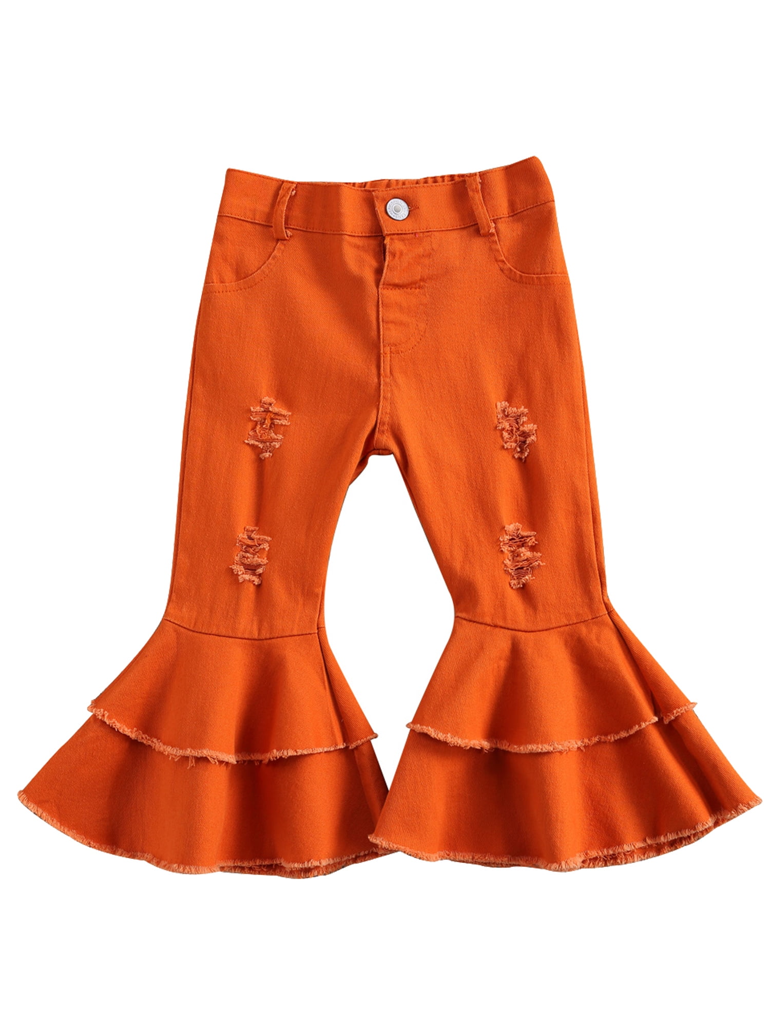 Sunisery Toddler Baby Girl High Waist Denim Ripped Jeans Bell Bottoms Long Flare Leggings